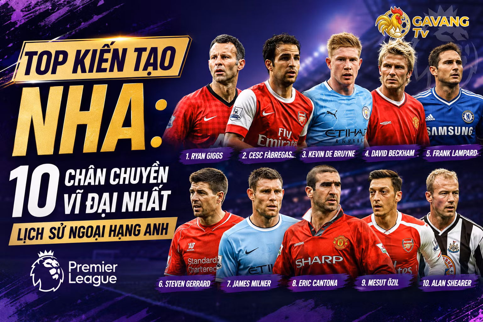 Top kiến tạo NHA: 10 chân chuyền vĩ đại nhất lịch sử Ngoại hạng Anh